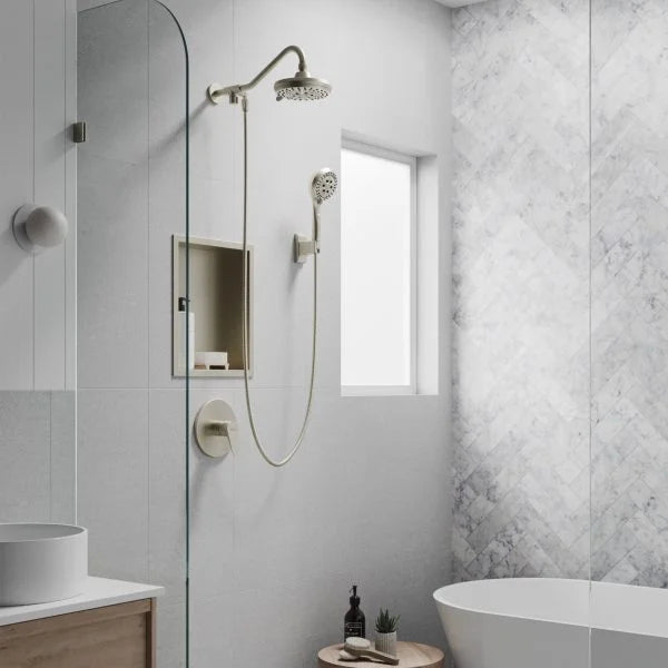 PULSE ShowerSpas Oasis Shower System — 5-Function Rain Showerhead + 6-Function Handshower with Trickle, Drill-Less Install