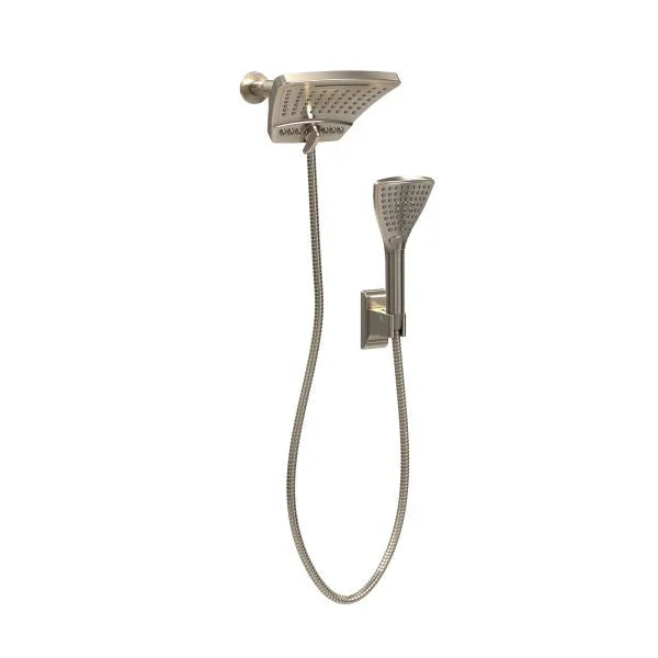 PULSE ShowerSpas PowerShot Shower System — 3-Function Curved Showerhead + 3-Function Handshower, Drill-Less Install