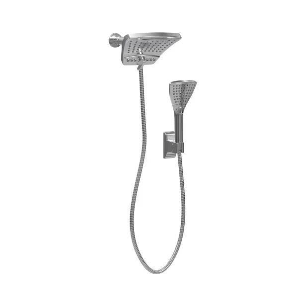 PULSE ShowerSpas PowerShot Shower System — 3-Function Curved Showerhead + 3-Function Handshower, Drill-Less Install
