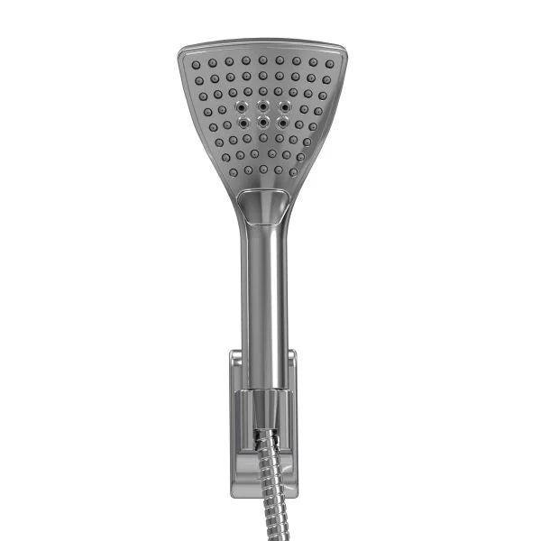 PULSE ShowerSpas PowerShot Shower System — 3-Function Curved Showerhead + 3-Function Handshower, Drill-Less Install