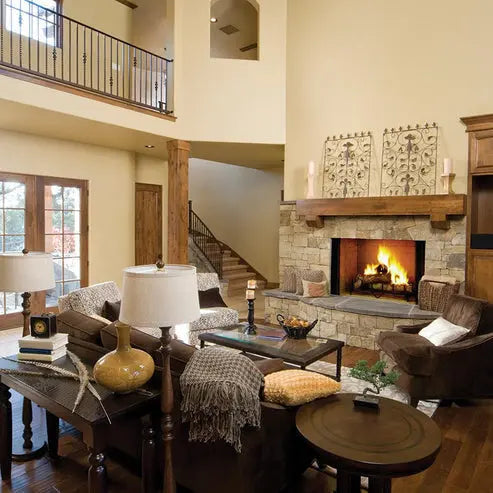 Majestic Biltmore 42" radiant wood burning fireplace with glass doors and iron detailing