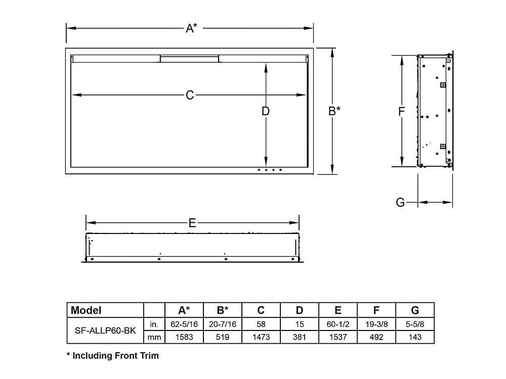 SimpliFire 60-in Allusion Platinum Wall Mount Electric Fireplace