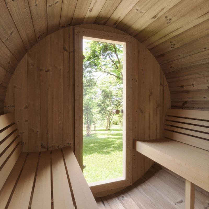 SaunaLife 6-Person Outdoor Barrel Sauna Model E8 | AQVINA World - Aqvina LLC