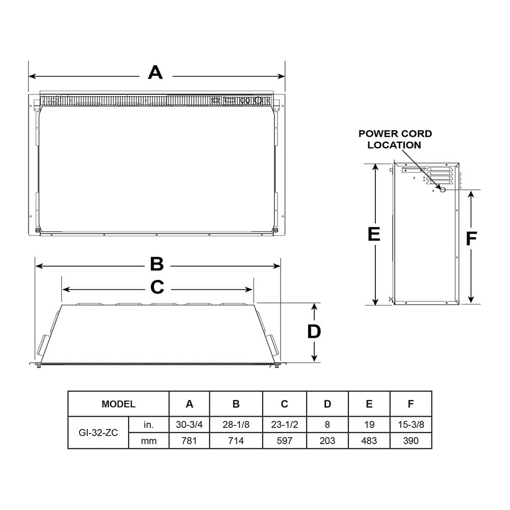 SimpliFire 32-In Built-In Electric Fireplace Insert with Large Surround Trim