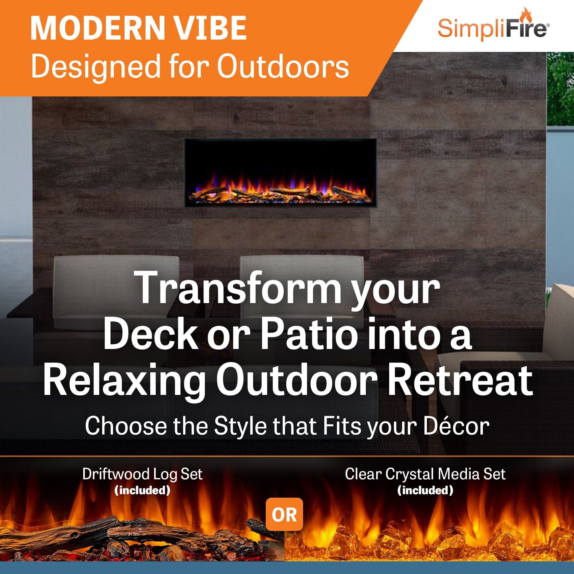 SimpliFire 43-in Forum Outdoor Linear Electric Fireplace