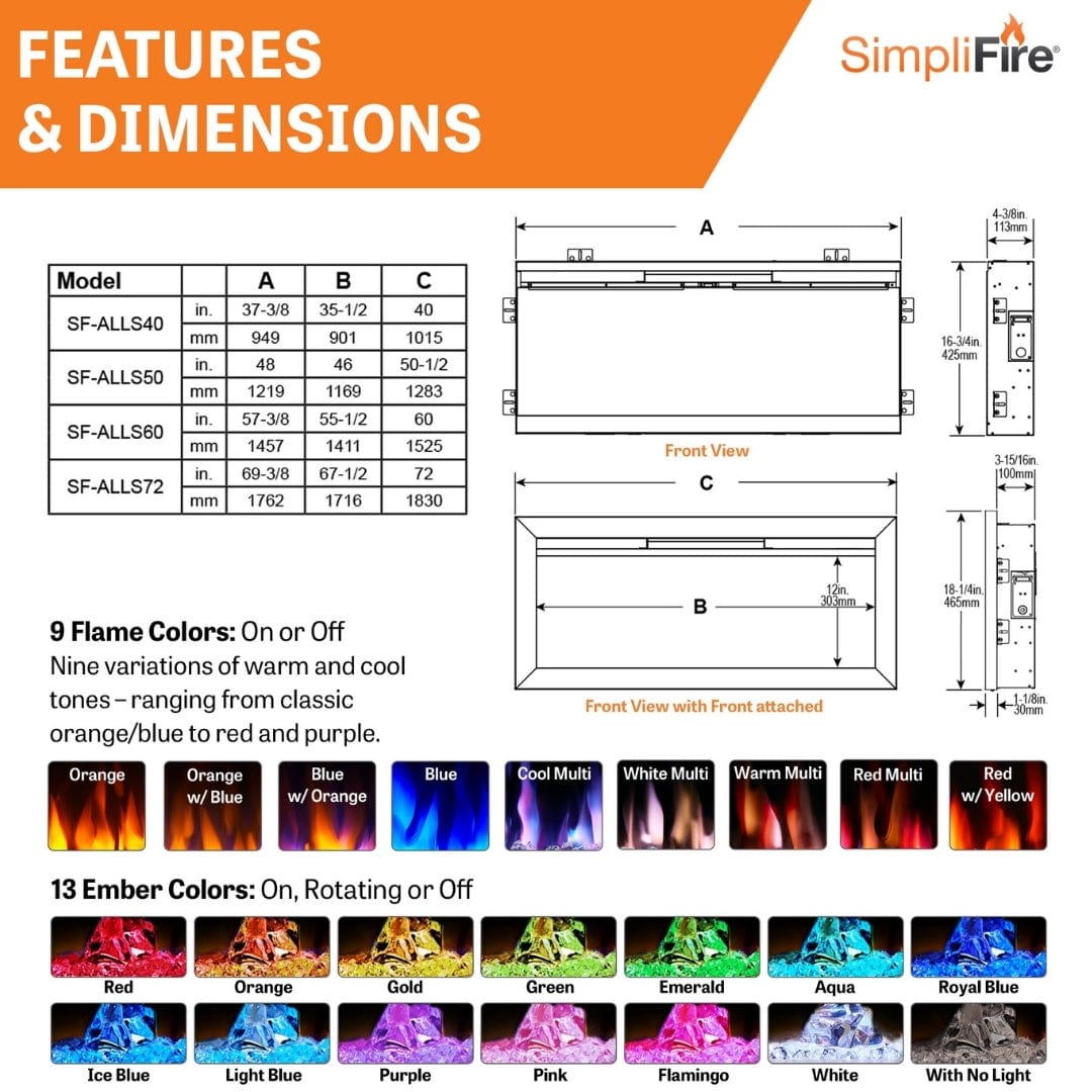 SimpliFire 60-in Allusion Slim Linear Electric Fireplace