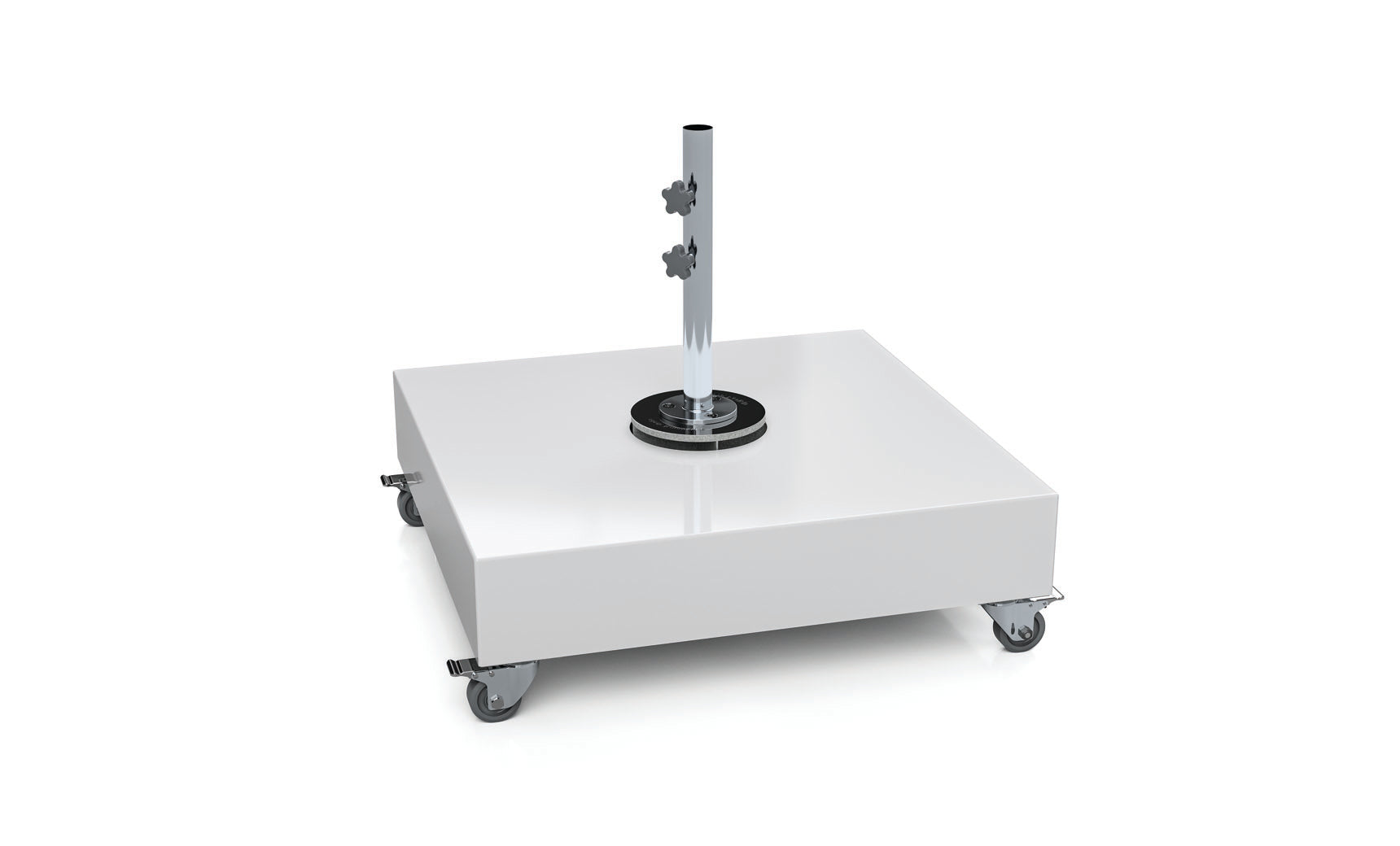 Steel shell cantilever base with sleek, modern design and wire legs supporting a smooth surface.