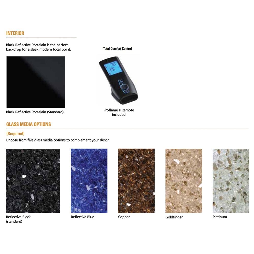 Superior 45-Inch DRC6345 Contemporary Electronic Ignition Direct Vent Gas Fireplace with Remote and Crushed Glass Media