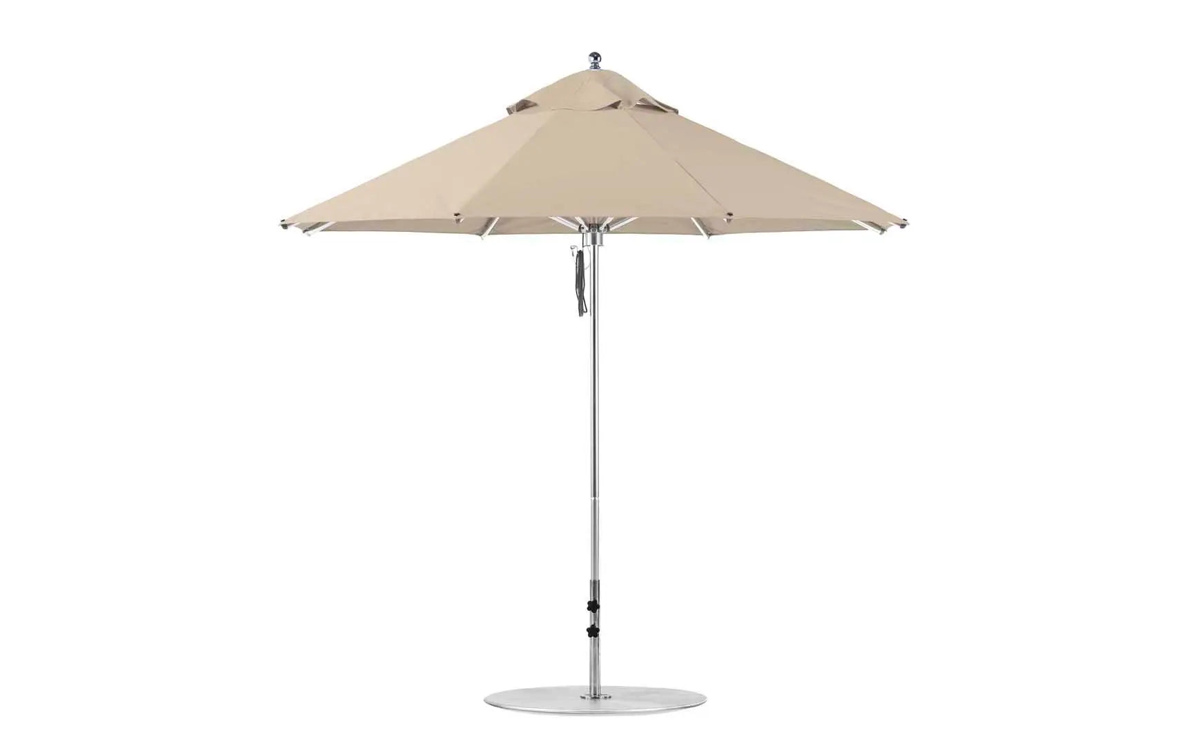 9-foot octagonal Premier Umbrella with a black canopy and wooden frame