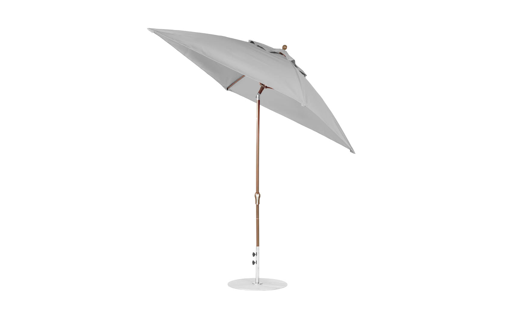 7.5-foot octagonal crank auto tilt essential fiberglass umbrella in white with black ribs and base