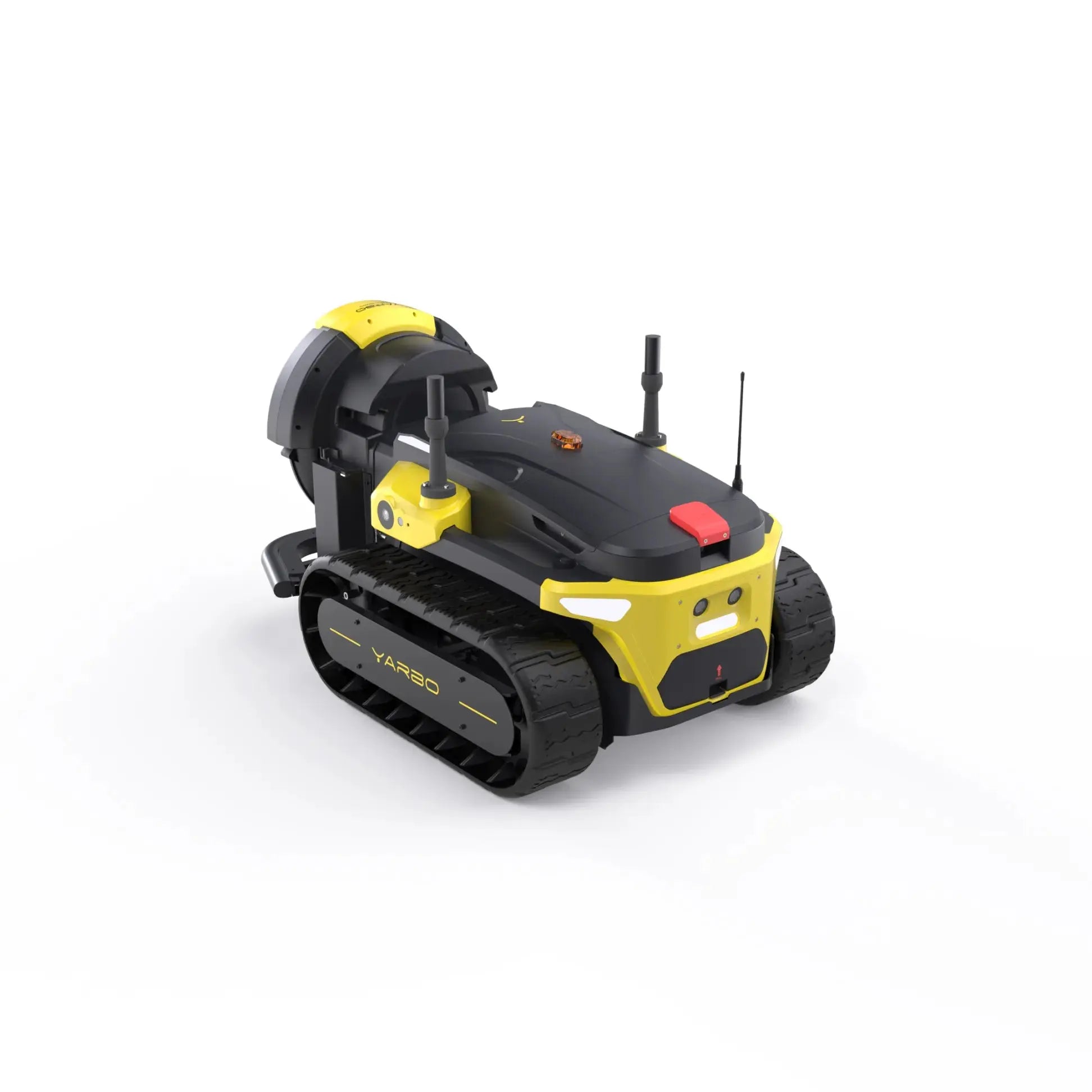 Yellow and black robot on a white background