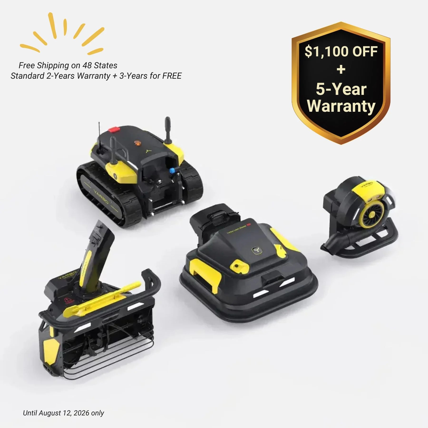 Yarbo 4-in-1 Yard Robot PRO | Core + Lawn Mower Pro + Snow + Leaf