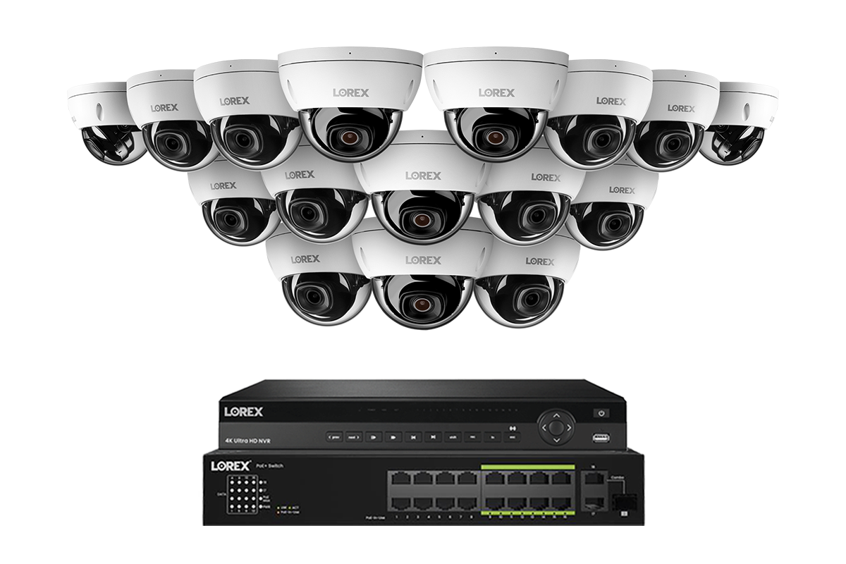 Lorex Elite Series 4K 32-Camera Capable 8 TB Wired NVR System with 8 MP (4K) A10 IP Dome Cameras