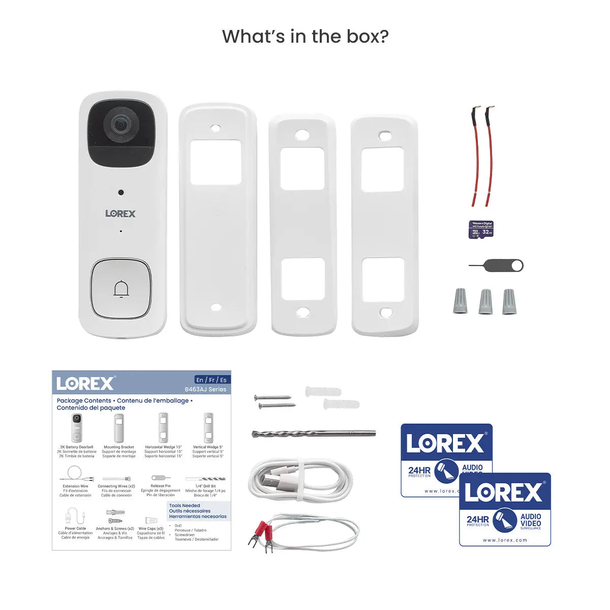 Lorex 2K Wi-Fi Video Doorbell (Battery-Operated, 32GB) – Open Box - Aqvina LLC
