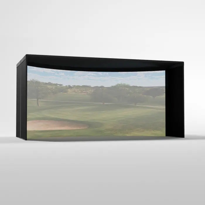 Carl's Place CURVED Golf Simulator Enclosure Kit with High-Contrast Gray Golf Impact 10'H × 17'W × 8'D | Model: cge-gp-10x17x8