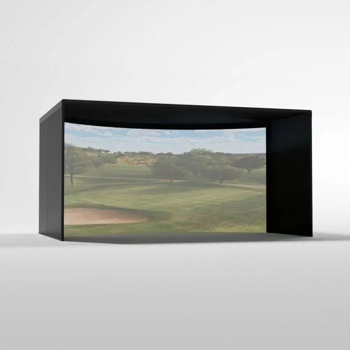 Carl's Place Curved Golf Simulator Enclosure Kit with Premium Golf Impact 9.5'H × 14.5'W × 10'D | Model: cge-9-5x14-5x10 Carl's Place