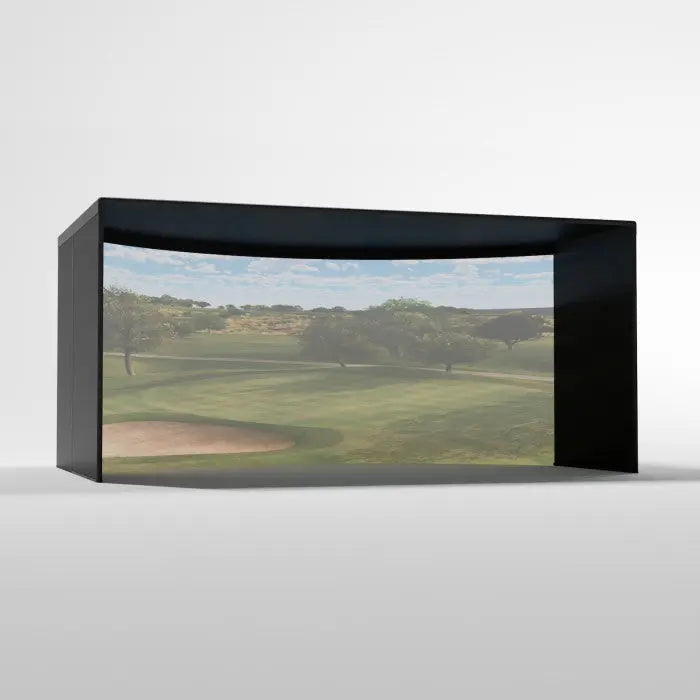 Carl's Place Curved Golf Simulator Enclosure Kit with Premium Golf Impact 9.5'H × 16'W × 10'D | Model: cge-9-5x16x10 Carl's Place