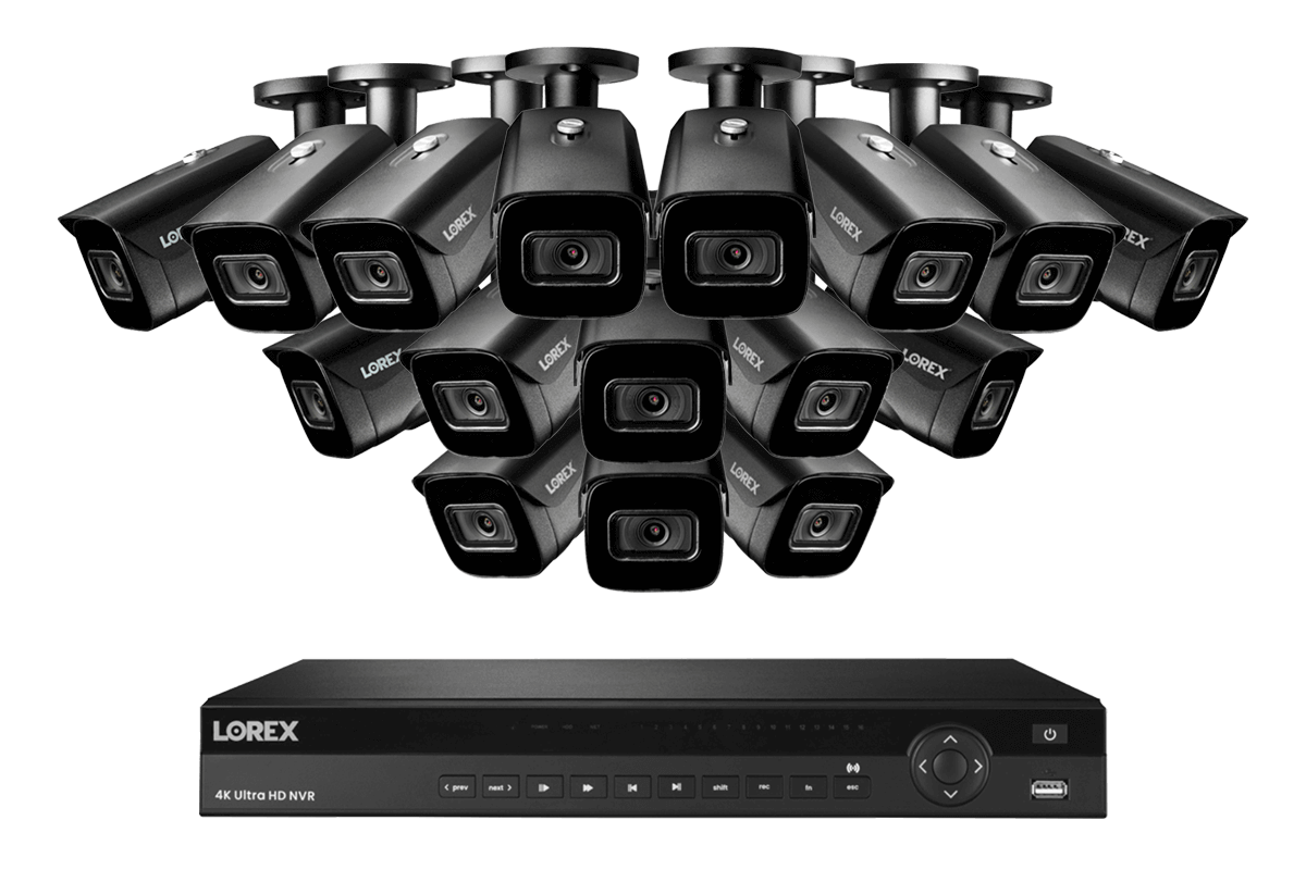 Lorex 4K (16 Camera Capable) 6TB Wired NVR System with Nocturnal 3 Smart IP Bullet Cameras – Complete Security Solution