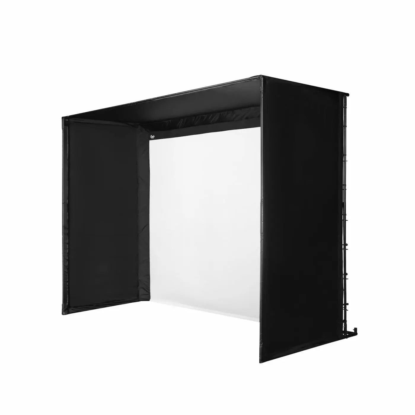 Black photo booth frame with white interior on a white background
