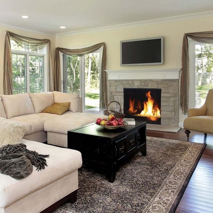 Superior 45-Inch DRC6345 Contemporary Electronic Ignition Direct Vent Gas Fireplace with Remote and Crushed Glass Media