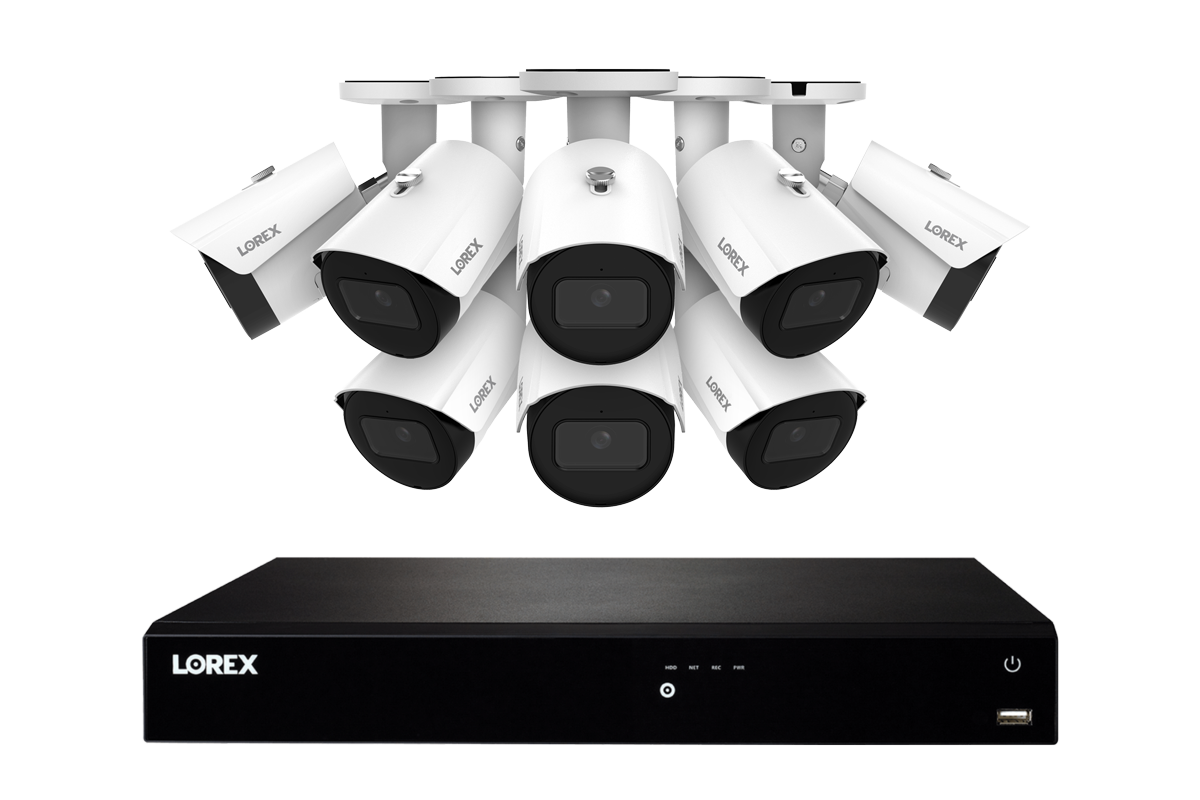 Lorex Fusion Series 4K 16‑Camera Capable (Wired or Fusion Wi‑Fi) 4 TB Wired NVR System with A14 IP Bullet Cameras