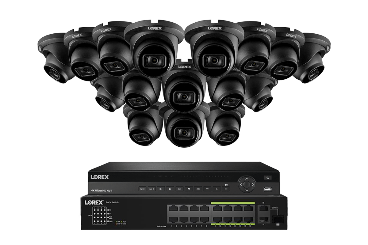 Lorex Elite Series 4K 32-Camera Capable 8 TB Wired NVR Security System with A14 IP Dome Cameras
