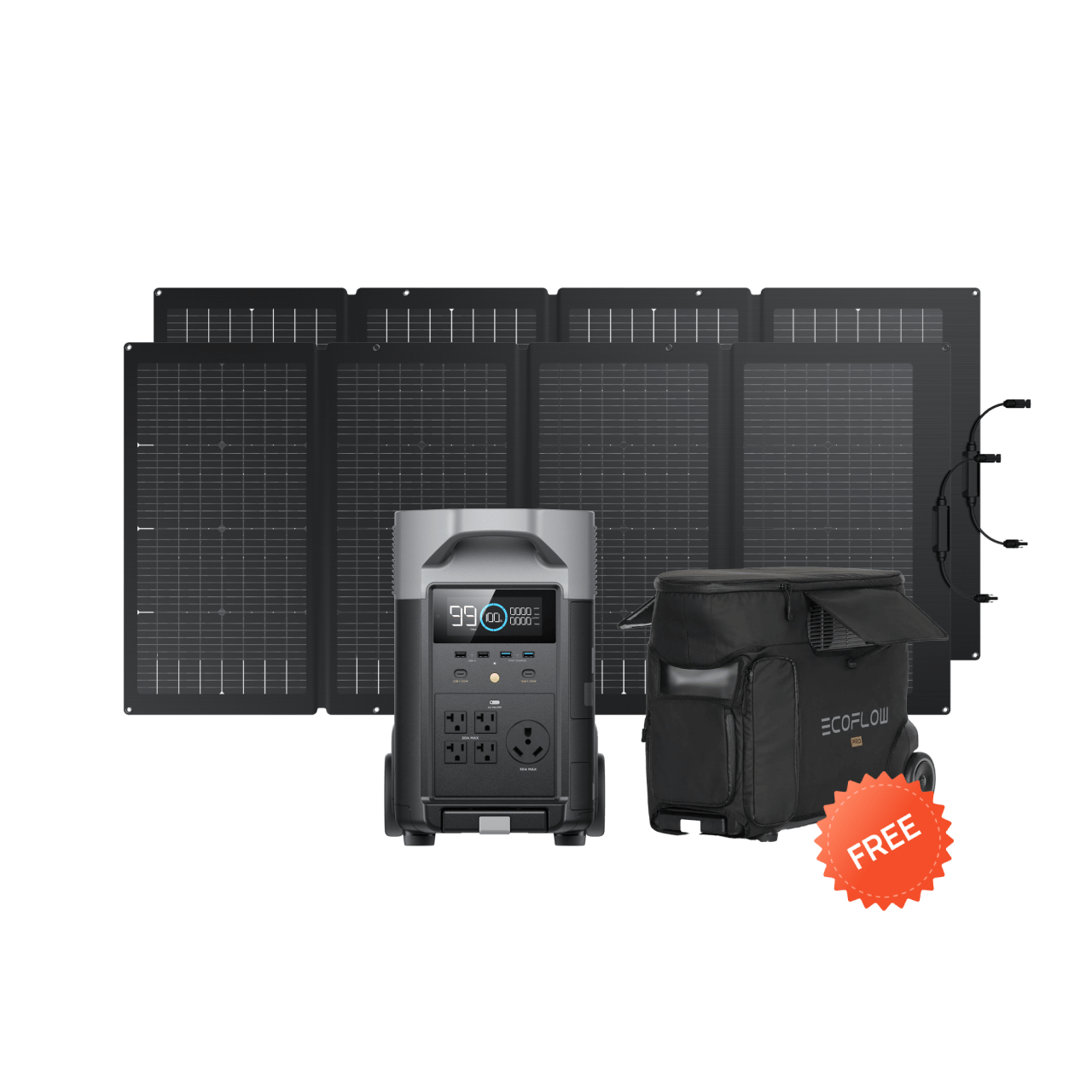 EcoFlow DELTA Pro + 2 x 220W Portable Solar Panels + DELTA Pro Bag (Free)