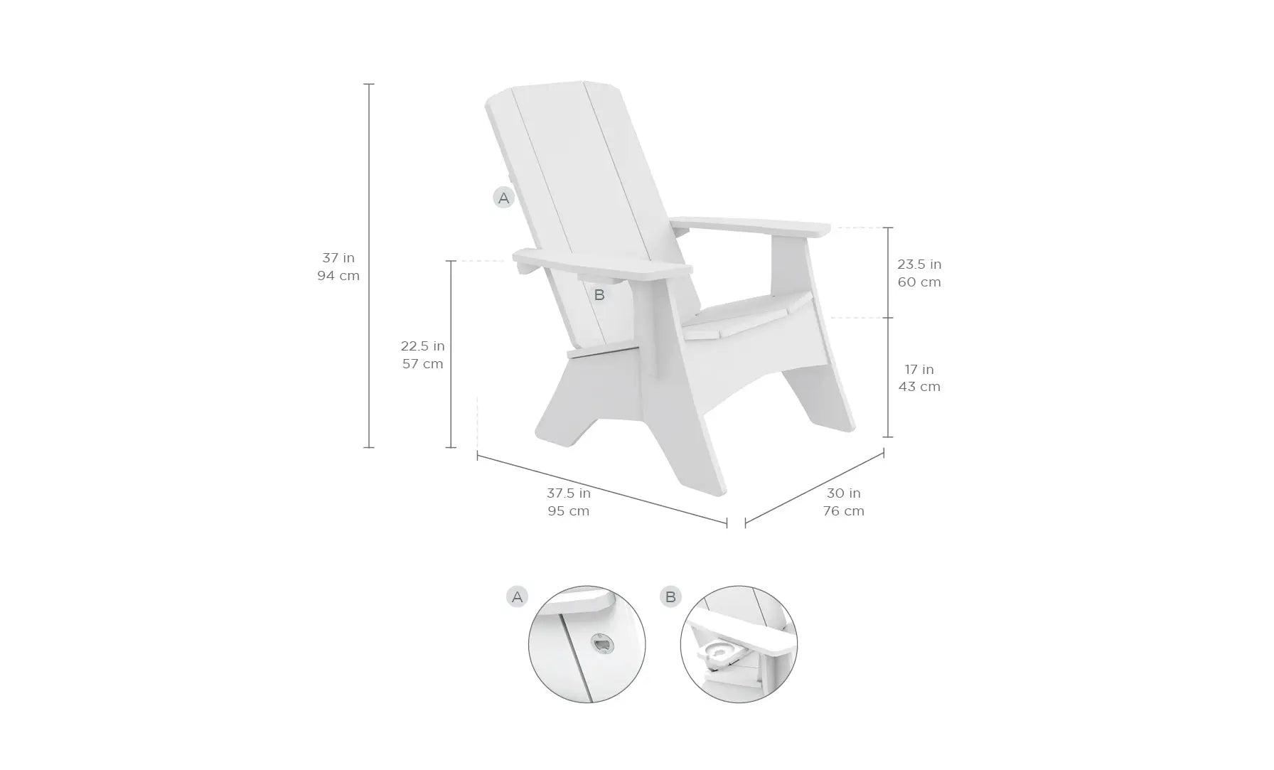 Mainstay Ultimate Adirondack wooden lounge chair with armrests and footrest in weathered finish