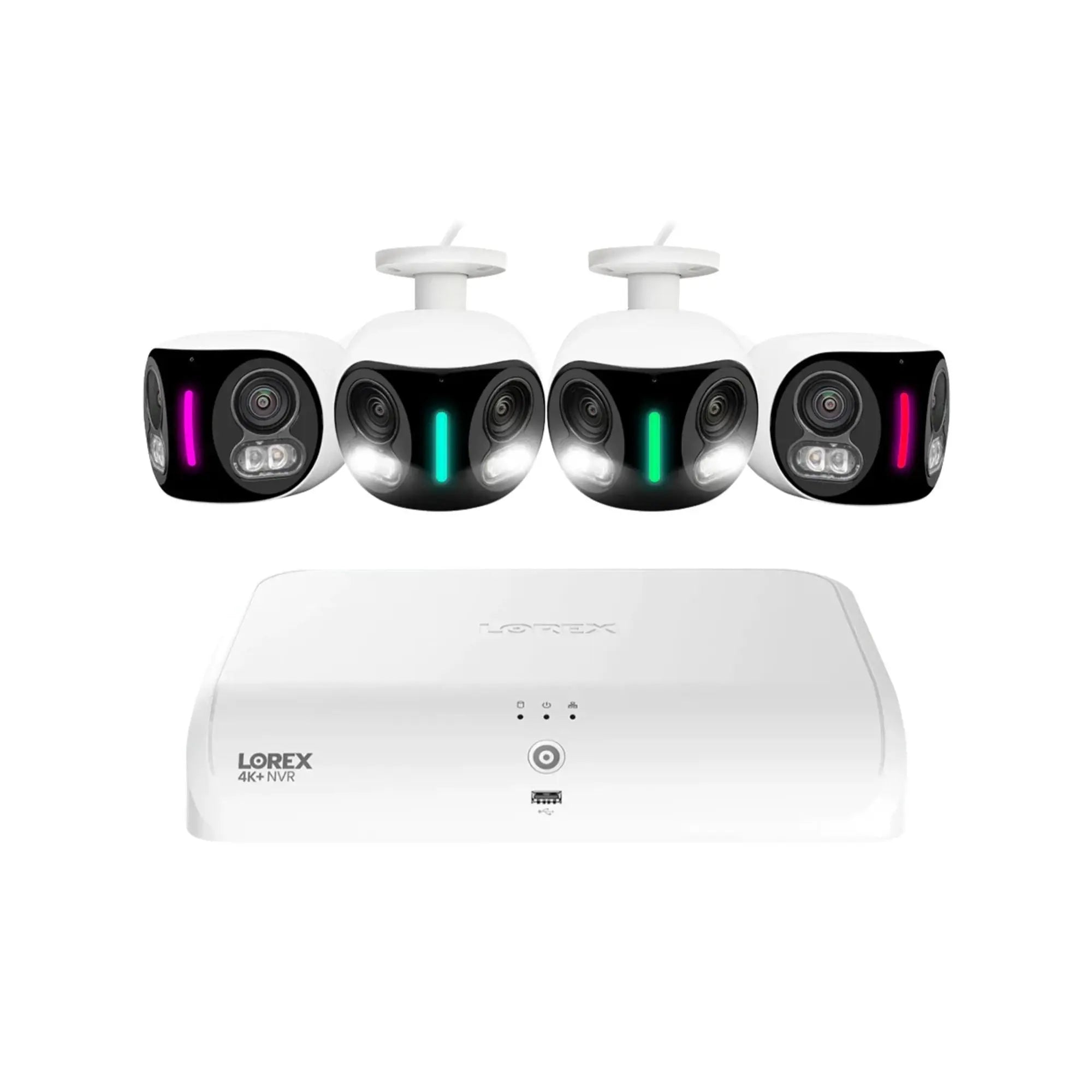 Lorex 4K NVR security camera system with four wireless cameras and base station