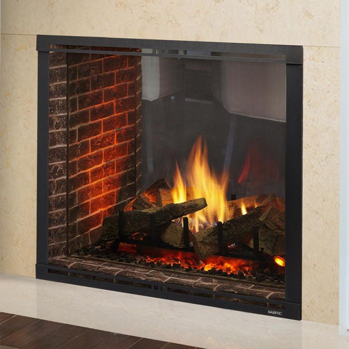 Majestic Marquis II 42" see-through direct vent gas fireplace with glass front and decorative trim