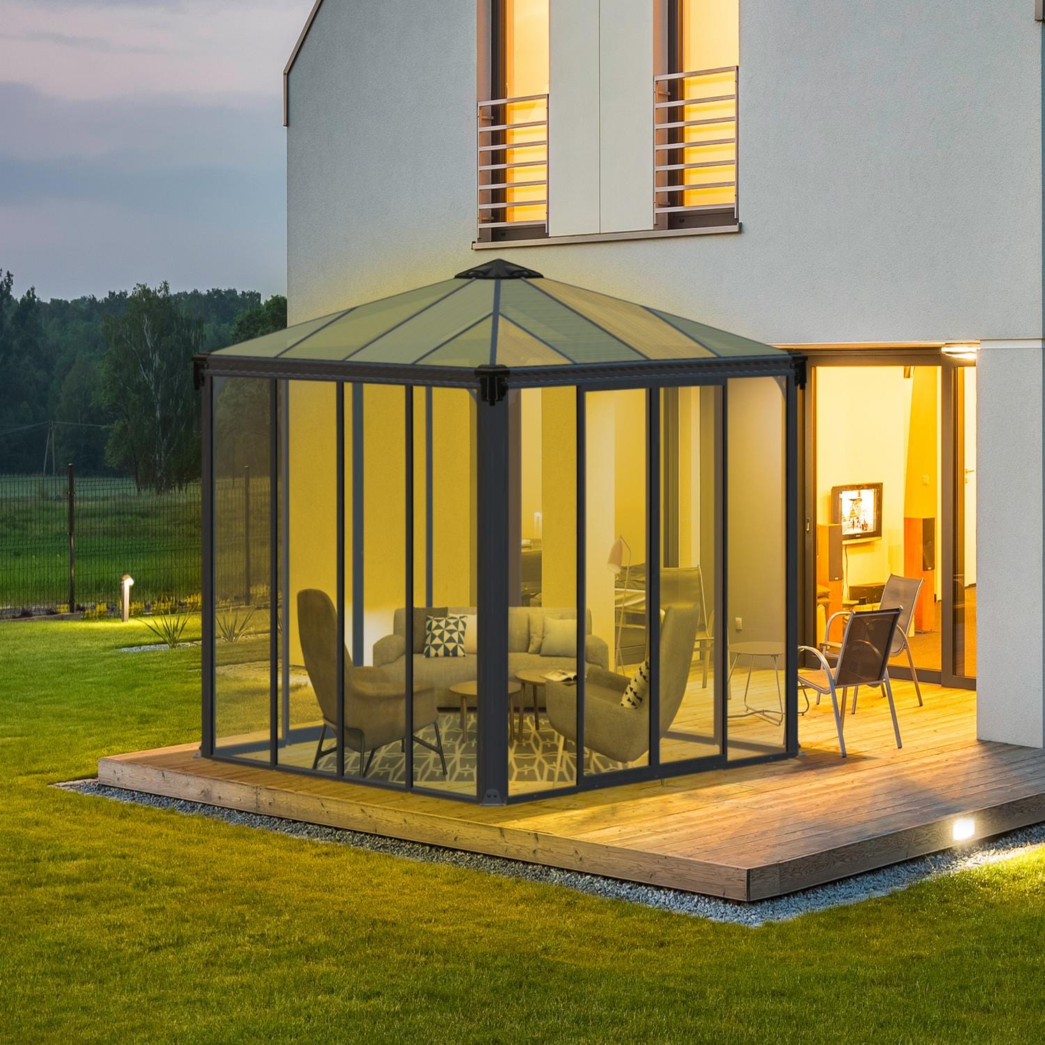 Palram - Canopia | Ledro Enclosed Gazebo - Gray/Bronze