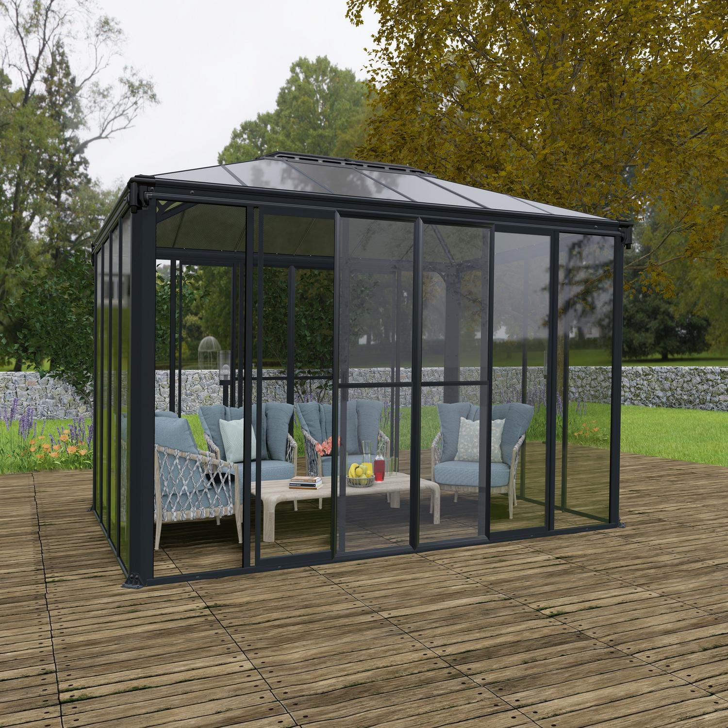 Palram - Canopia | Ledro Enclosed Gazebo - Gray/Bronze