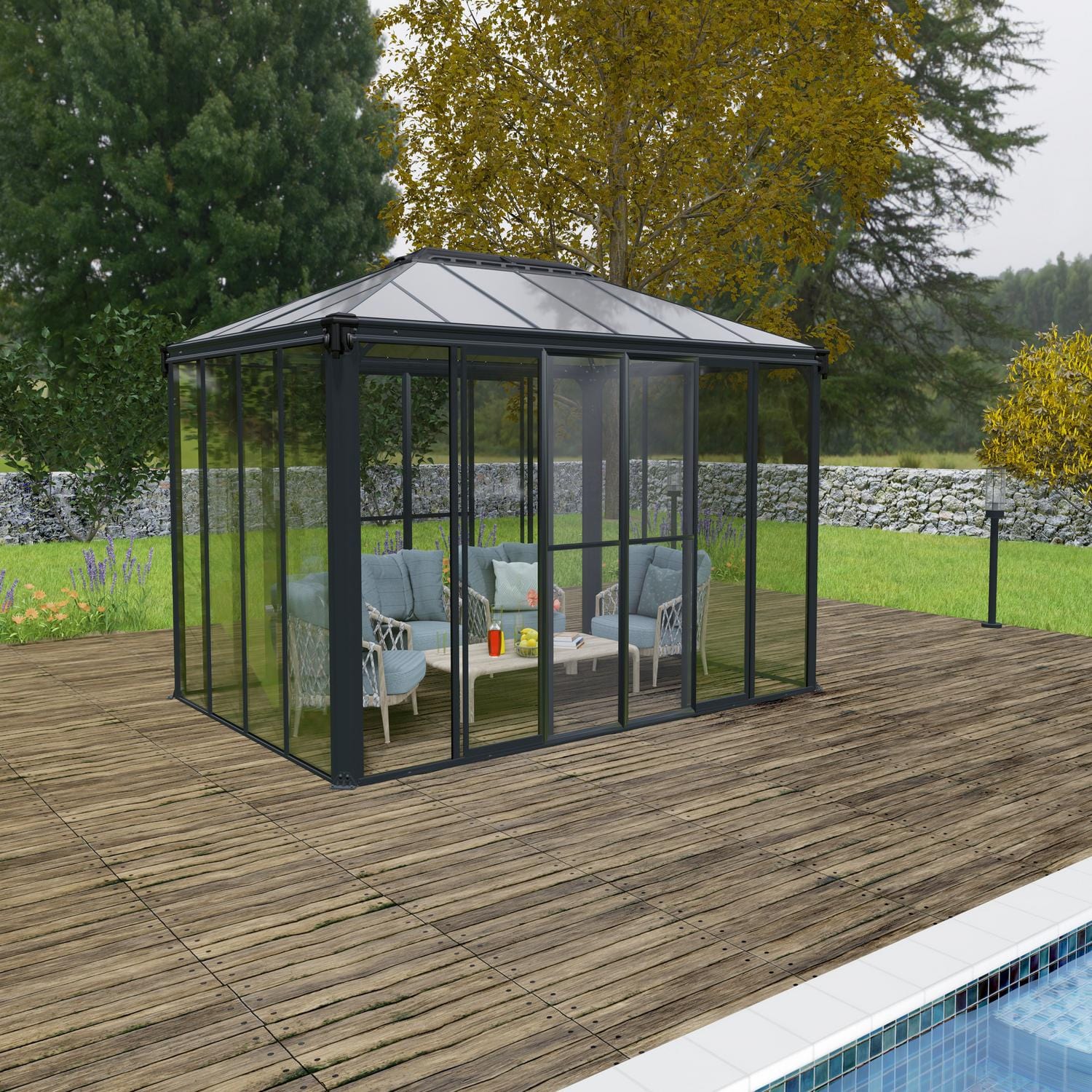 Palram - Canopia | Ledro Enclosed Gazebo - Gray/Bronze
