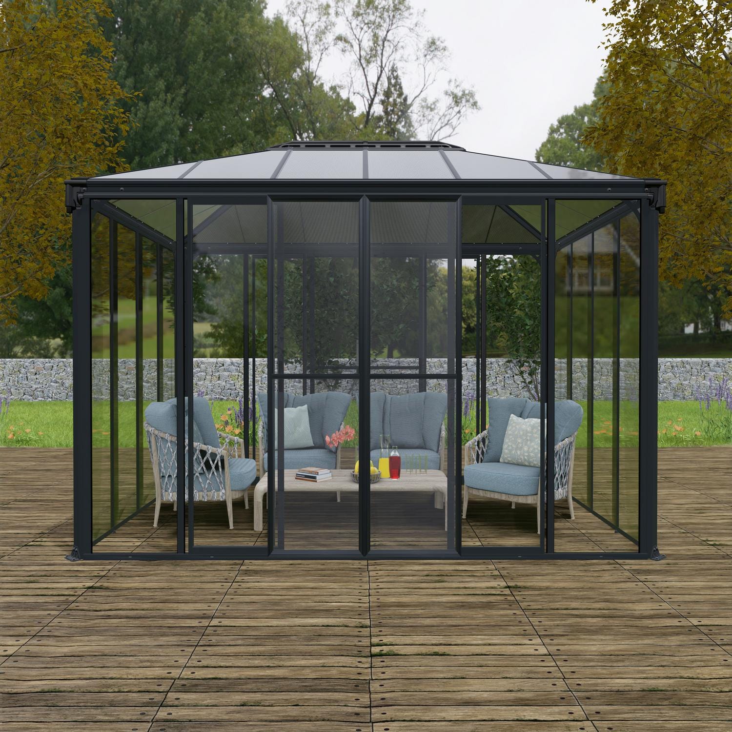 Palram - Canopia | Ledro Enclosed Gazebo - Gray/Bronze