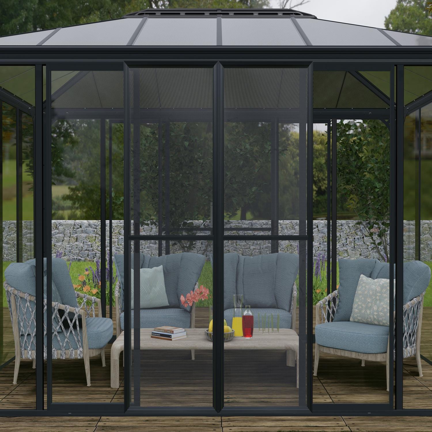 Palram - Canopia | Ledro Enclosed Gazebo - Gray/Bronze