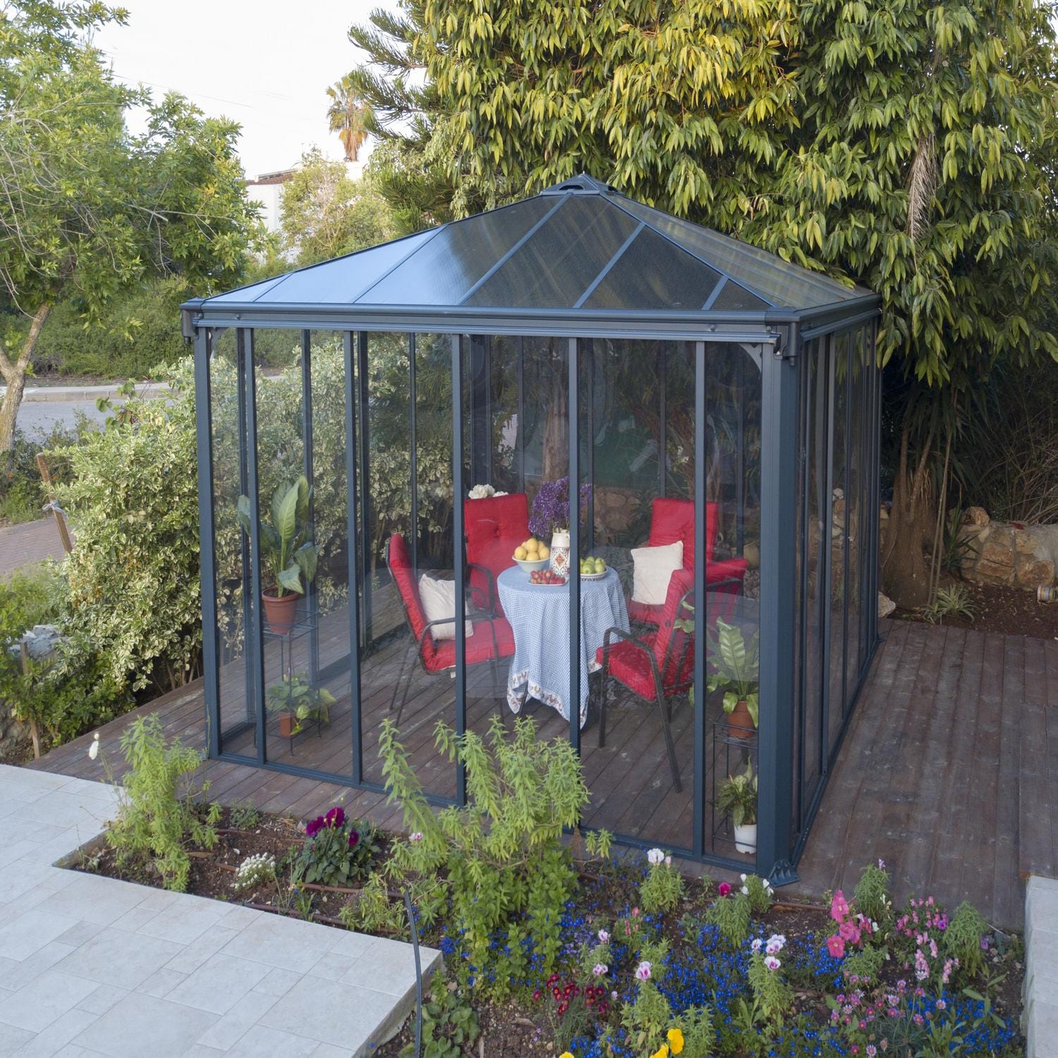 Palram - Canopia | Ledro Enclosed Gazebo - Gray/Bronze