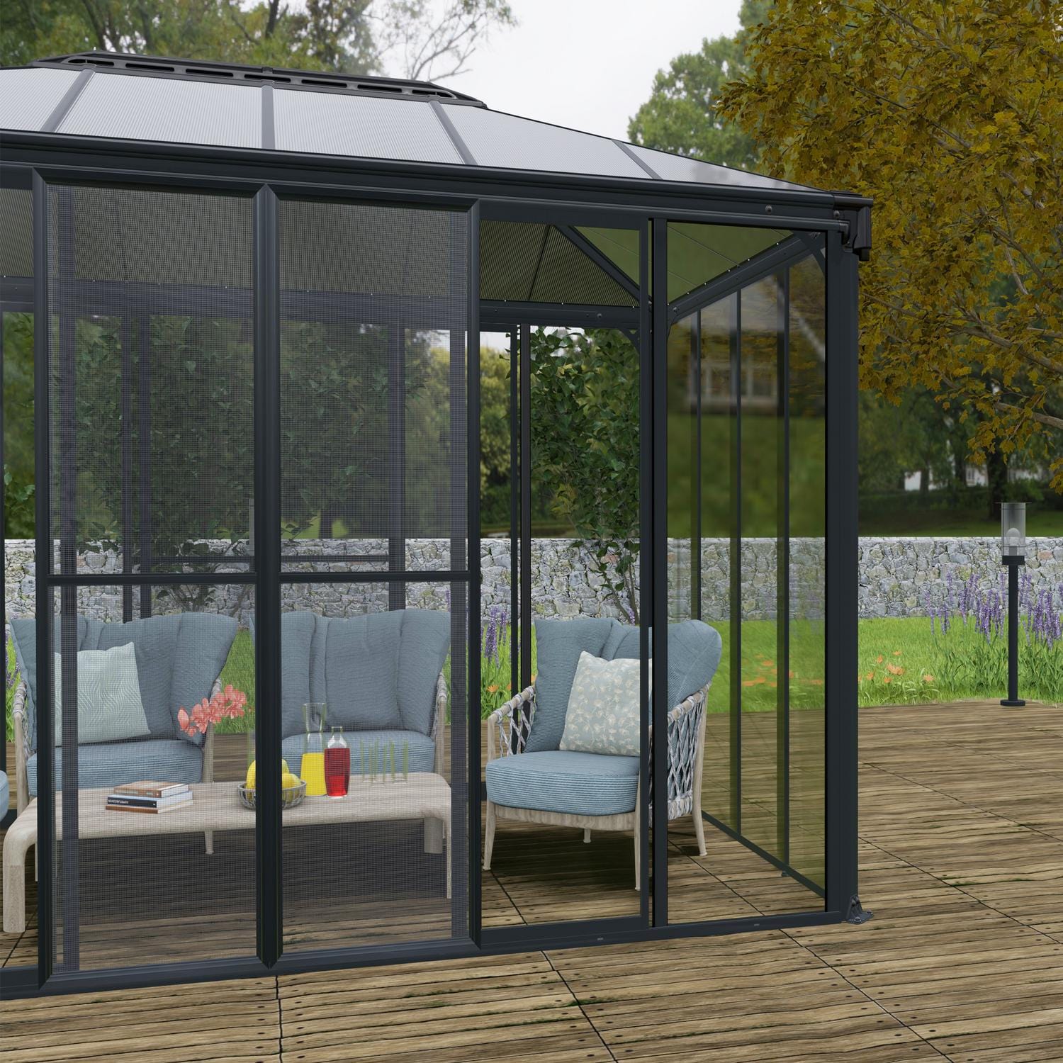 Palram - Canopia | Ledro Enclosed Gazebo - Gray/Bronze