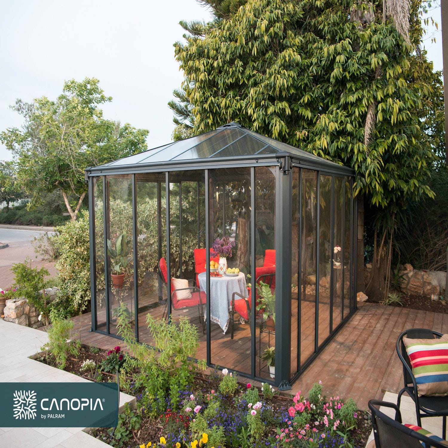 Palram - Canopia | Ledro Enclosed Gazebo - Gray/Bronze
