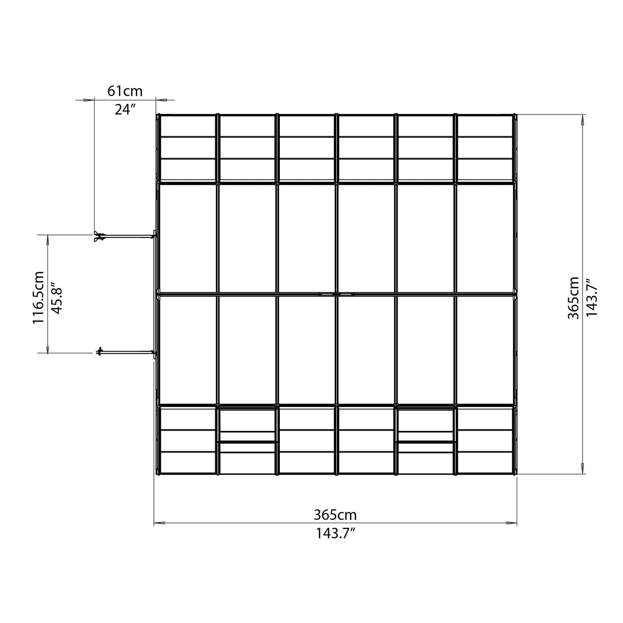 Palram - Canopia | 12x12 Ft Americana Greenhouse Kit With 0.8mm Polycarbonate Glazing
