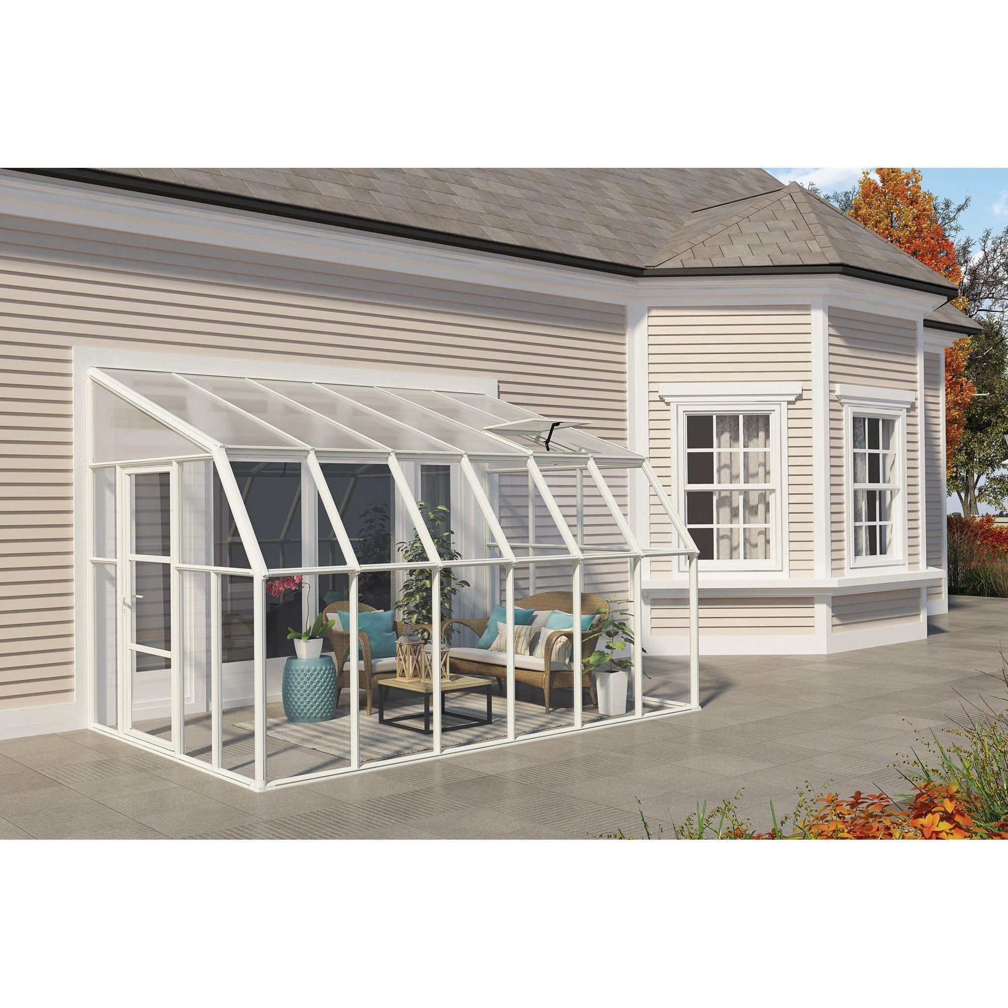 Palram - Canopia | Sun Room Eight Sunroom Enclosure, Lean To Greenhouse Kit