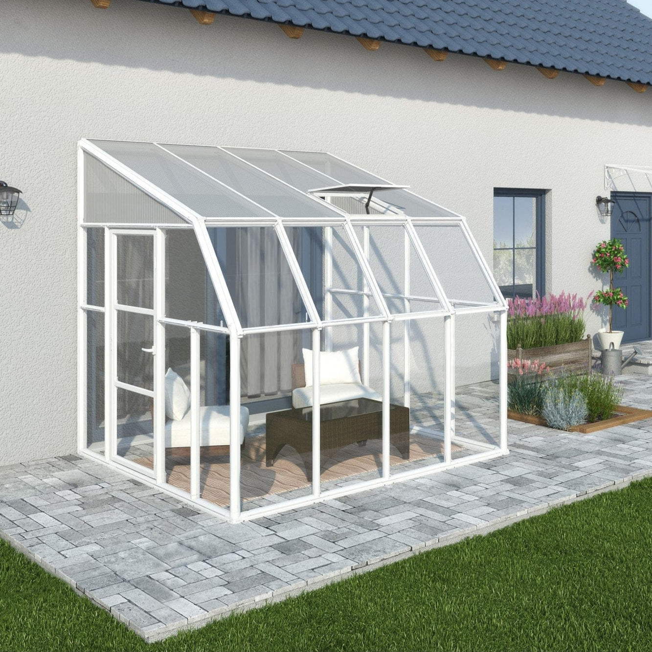 Palram - Canopia | Sun Room Eight Sunroom Enclosure, Lean To Greenhouse Kit