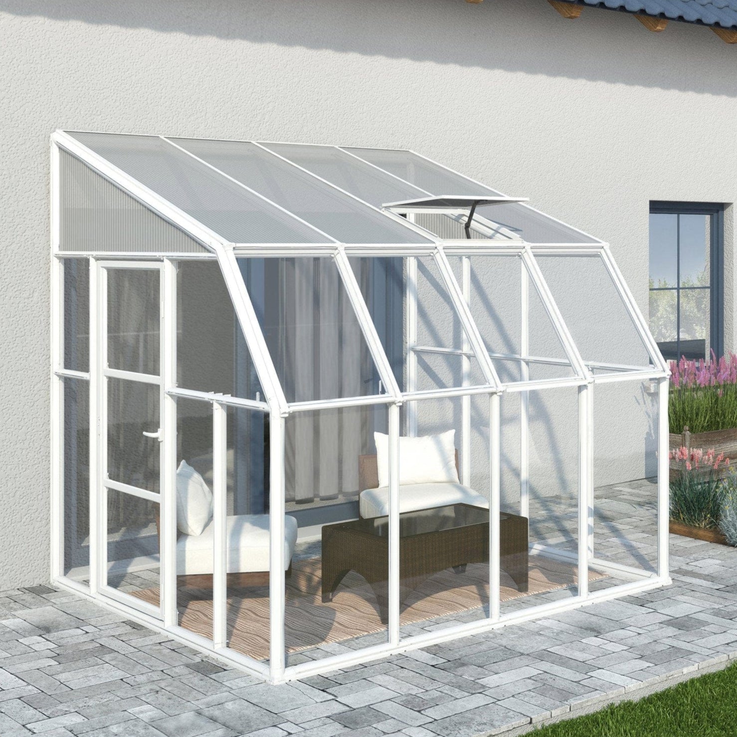 Palram - Canopia | Sun Room Eight Sunroom Enclosure, Lean To Greenhouse Kit