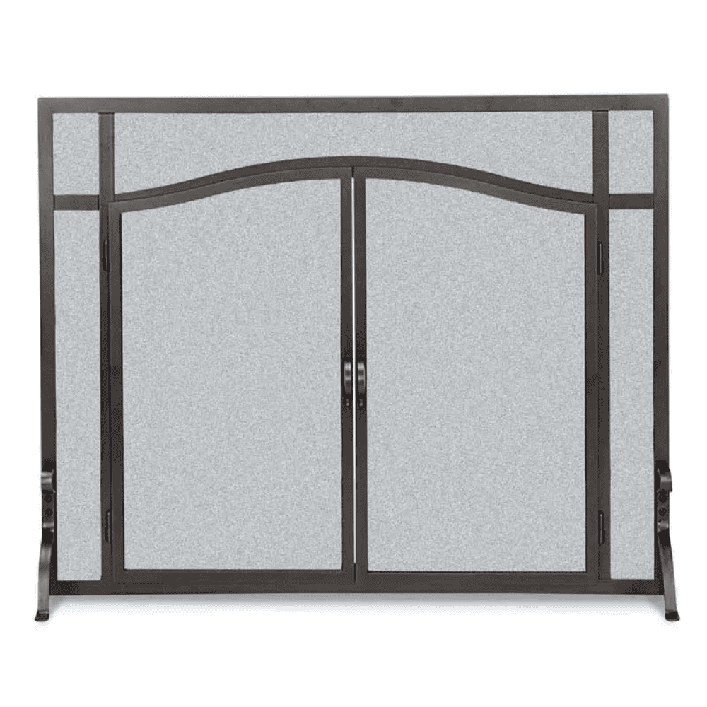 Pilgrim 39 Inch Forged Iron Fireplace Screen with Arched Doors