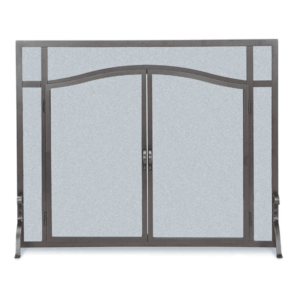 Pilgrim 39 Inch Forged Iron Fireplace Screen with Arched Doors