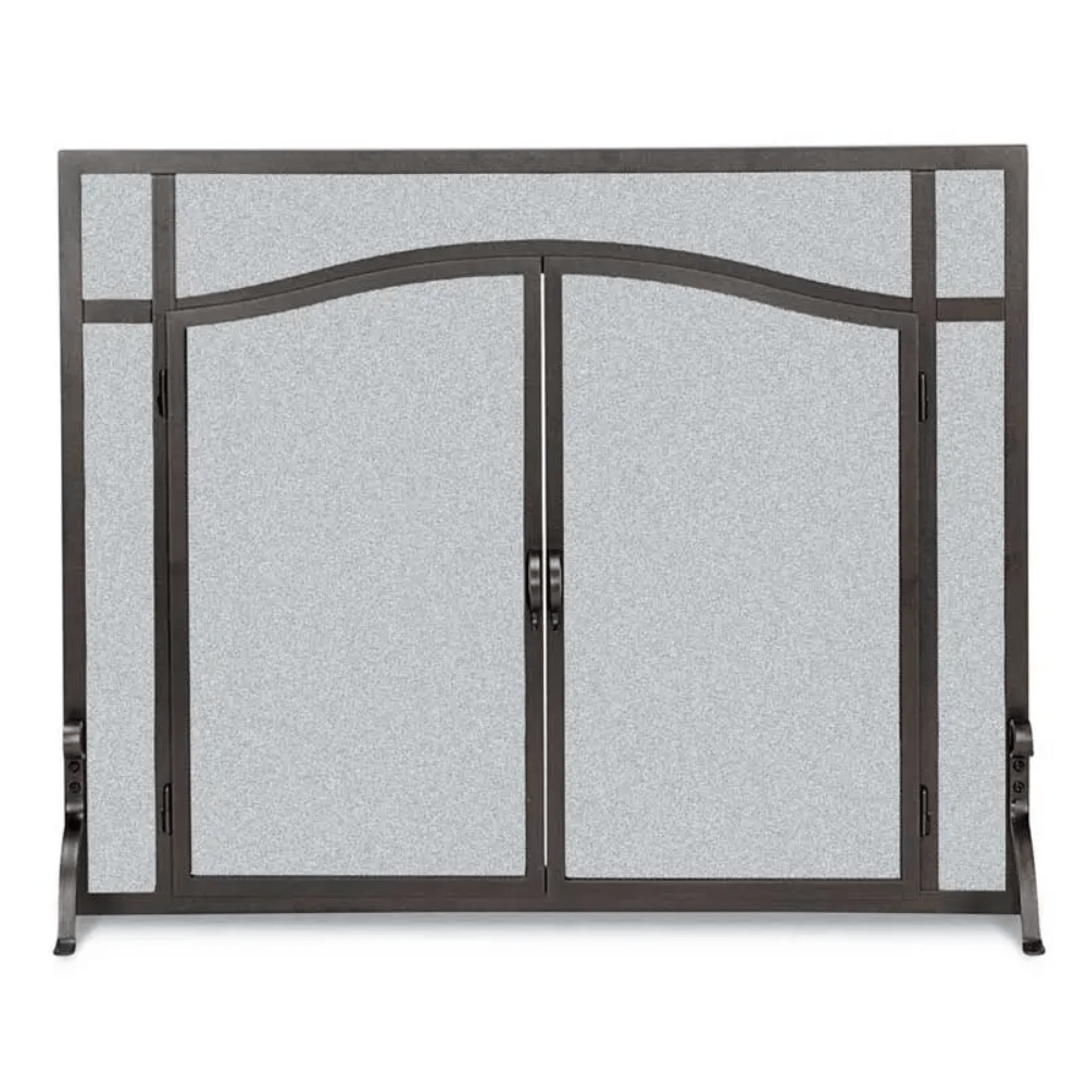 Pilgrim 44 Inch Forged Iron Fireplace Screen with Arched Doors