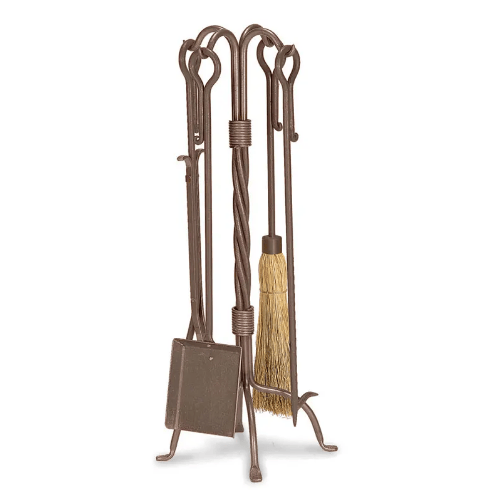Pilgrim Traditional Burnished Bronze Fireplace Tool Set