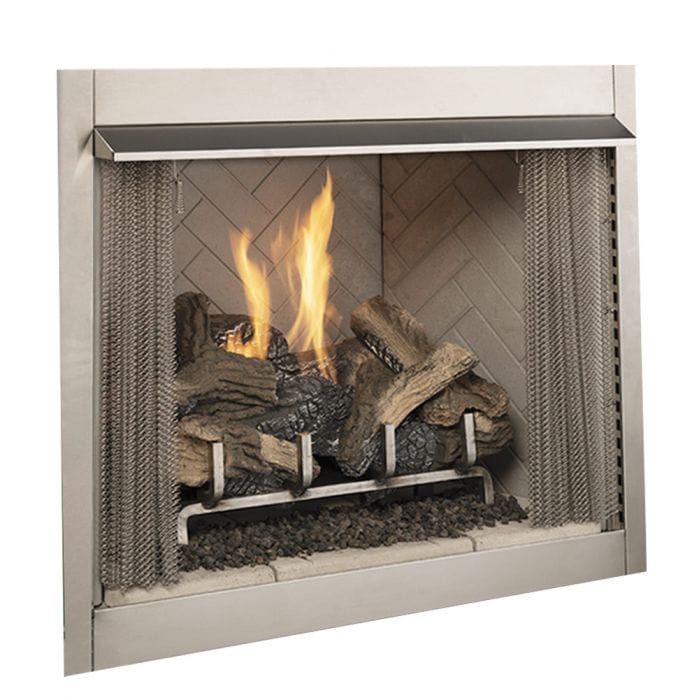 Superior 36-Inch VRE3236 Outdoor Vent-Free Gas Fireplace with White Refractory Panel and Log Set